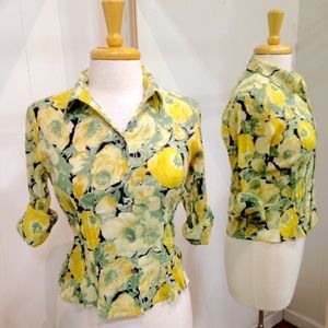 Anthropologie Odille Floral Pearl Snap Button-Down